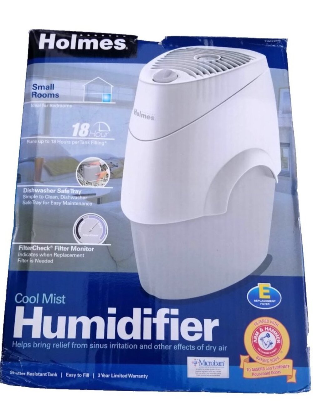 Holmes HM729G Cool Mist Humidifier Tabletop for Small Rooms Dishwasher Safe Tray